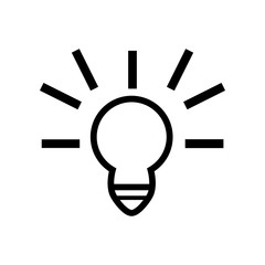 Black bulb symbol on the white