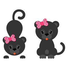 cartoon panther with bow set
