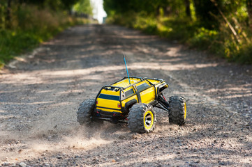 Radio-controlled car movement.