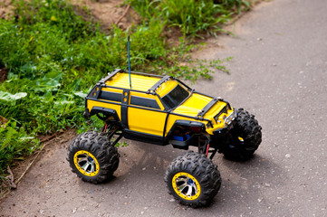 Radio-controlled car movement.