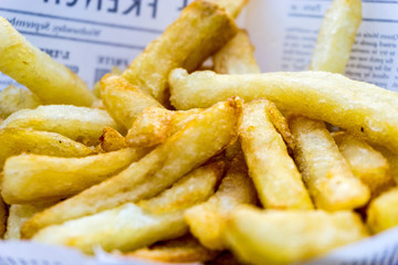 Golden French fries potatoes ready to be eaten