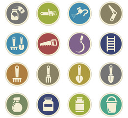 garden tools icon set
