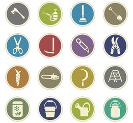 garden tools icon set