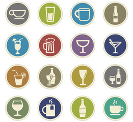glasses and cups icon set