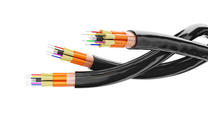 optical fiber on white background