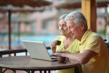 Elderly couple with a laptop