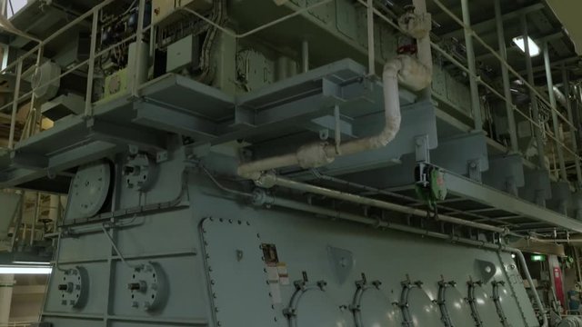 Marine diesel in engine room of vessel
