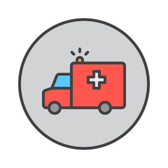 Ambulance truck filled outline icon, round colorful vector sign, circular flat pictogram. Symbol, logo illustration