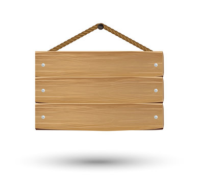 hanging wood board on a white background