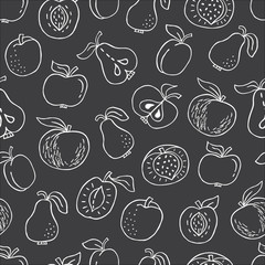 Seamless pattern with hand drawn fruit