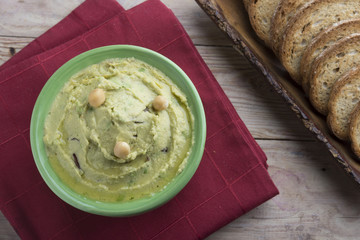 Hummus guacamole with snack