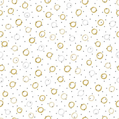 Seamless background with irregular dots, spots and circles. Dry brush and ink pattern.