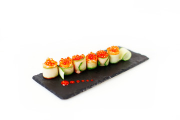 Salad with cheese isolated on the white background