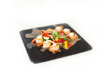 Salad with cheese isolated on the white background