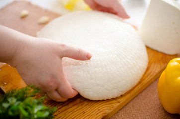 home-made cheese, natural food, cook at home, pepper, cheese, hand