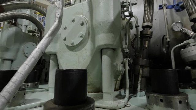 Close to large engine of vessel