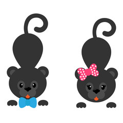 cartoon panther with bow and tie vector 