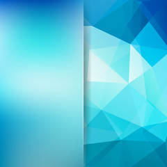 Background made of blue triangles. Square composition with geometric shapes and blur element. Eps 10