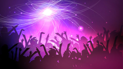 Obraz na płótnie Canvas Party People Crowd, Festive Disco Event Background - Vector Illustration