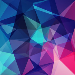 Abstract background consisting of blue, pink, purple triangles. Geometric design for business presentations or web template banner flyer. Vector illustration