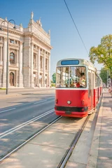 Deurstickers Wenen Wiener Burgtheater with traditional tram, Vienna, Austria