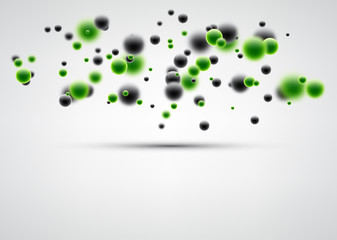 Background with green and black bubbles.