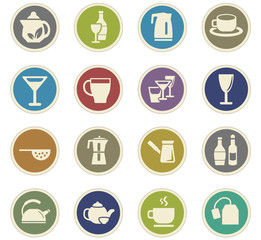 utensils for bavarages icon set