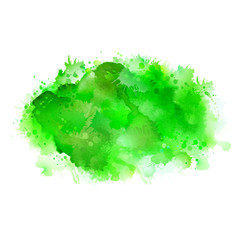 Green shadow watercolor stains. Bright color element for abstract artistic eco background.
