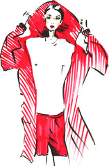 Fashion girl in sketch-style. illustration.