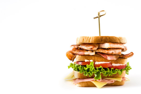 Club Sandwich Isolated On White Background.Copyspace 

