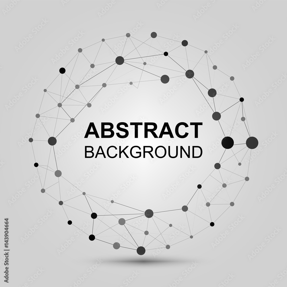 Poster abstract background with dots and lines. contemporary black and white stylish asymmetric constructio