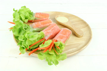 salad roll  with crab stick and lettuce