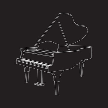 Piano, line design. Vector illustration, EPS 10