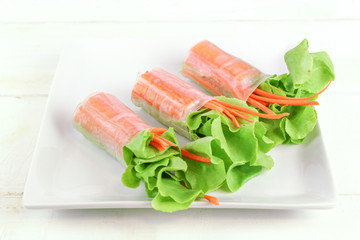 salad roll  with crab stick and lettuce