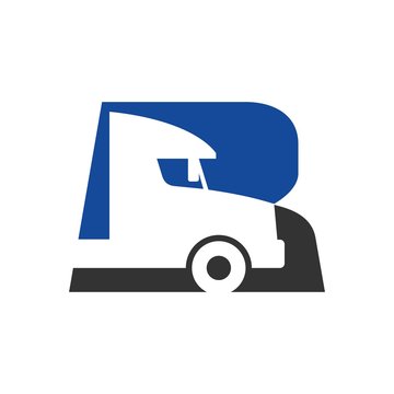 letter r logo vector. truck logo vector.
