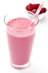 Raspberry smoothie isolated on white background
