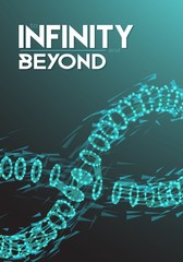 Illustration of Vector Infinity Symbol. Wireframe Mesh Futuristic Icon Made from Polygons, Flares and Particles