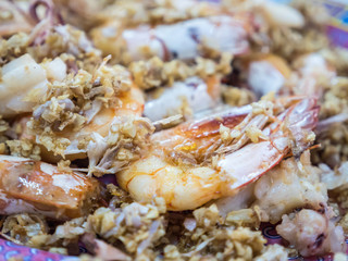 Fried seafood and garlic
