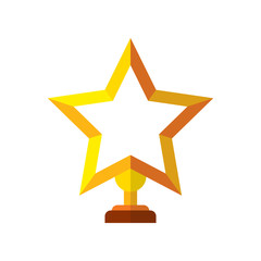 trophy star in yellow success winner award. vector illustration isolated on white in flat style for package, postcards, web, patterns.
