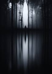 surreal fantasy forest dark gloomy Halloween landscape