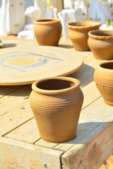 Fresh Clay pots drying in the sun