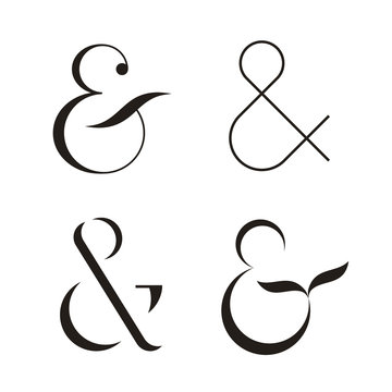 Set of Ampersands, vector illustration. Isolated on white background