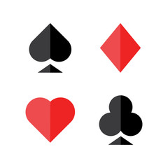 Set of vector playing card symbols, vector illustration, flat design