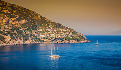 Amalfi Coast at sunset, Campania, Italy