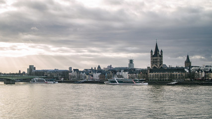 Fototapeta premium View on Great St. Martin Church and Tower of City Hall in Cologne