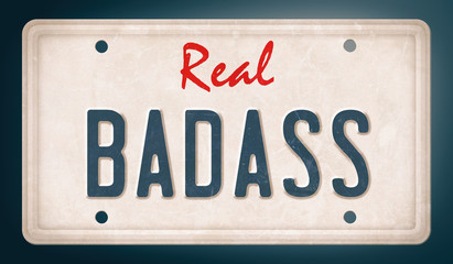 Real badass spelled on license plate, vintage effect - 143911648