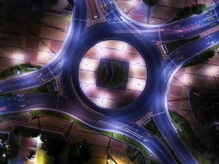 Aerial image of Traffic Circle - Night Time