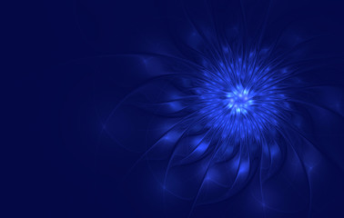 Abstract blue flower on a blue background. Fractal