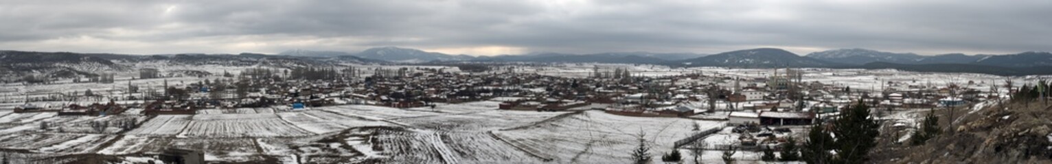 winter panorama of small town in Anatolia