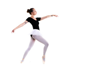 Obraz premium young beautiful ballet dancer isolated over white background